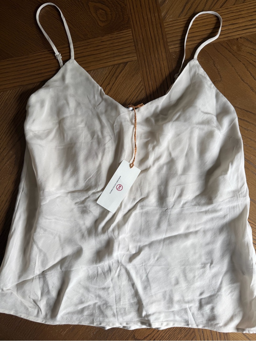 Adriano Goldschmied White Satin Spaghetti-Strap Cami Top